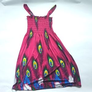 Feather design pink dress